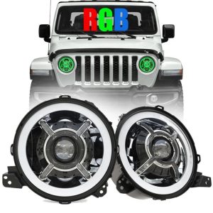 Nueva llegada de cambio de color de 9 pulgadas Led Halo Lights para Jeep Wrangler JL 2018+ RGB JL Led Faros