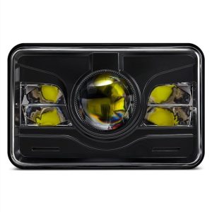Morsun 4x6 Square LED faros para Kenworth T800 T400 Negro proyector de faros cromados