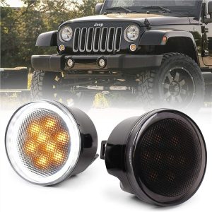 Luz de se?al de giro LED Morsun con halo para Jeep Wrangler Jk 07-14 Luz de rejilla delantera