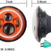 DOT Emark 7 Inch Round Orange Halo Lights For Jeep Wrangler JK TJ LJ And Harley Davidson Motorcycles - Image 2