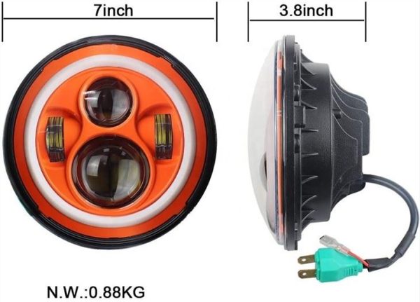 DOT Emark 7 Inch Round Orange Halo Lights For Jeep Wrangler JK TJ LJ And Harley Davidson Motorcycles - Image 2
