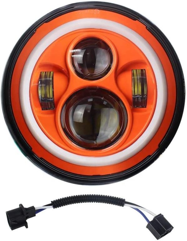 DOT Emark 7 Inch Round Orange Halo Lights For Jeep Wrangler JK TJ LJ And Harley Davidson Motorcycles - Image 3