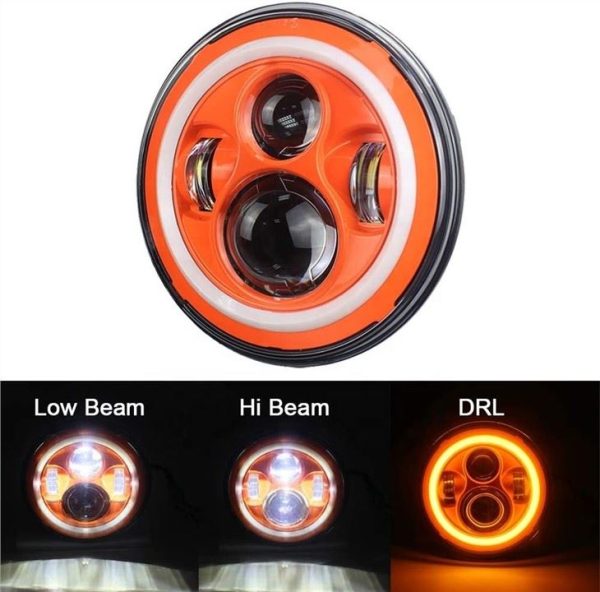 DOT Emark 7 Inch Round Orange Halo Lights For Jeep Wrangler JK TJ LJ And Harley Davidson Motorcycles - Image 4