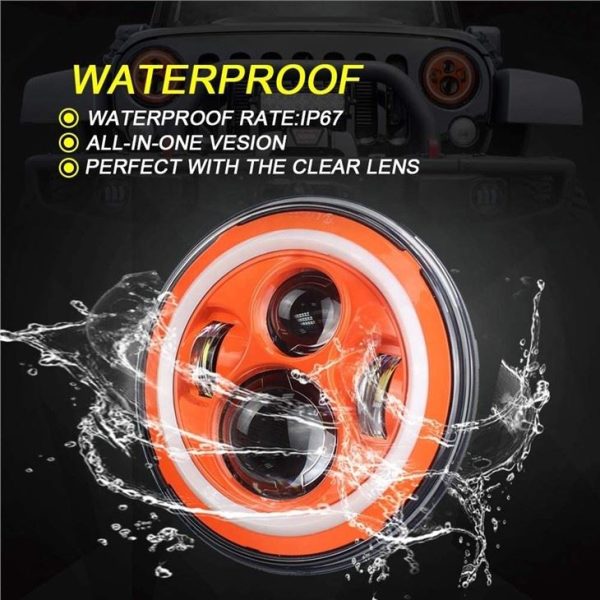 DOT Emark 7 Inch Round Orange Halo Lights For Jeep Wrangler JK TJ LJ And Harley Davidson Motorcycles - Image 6